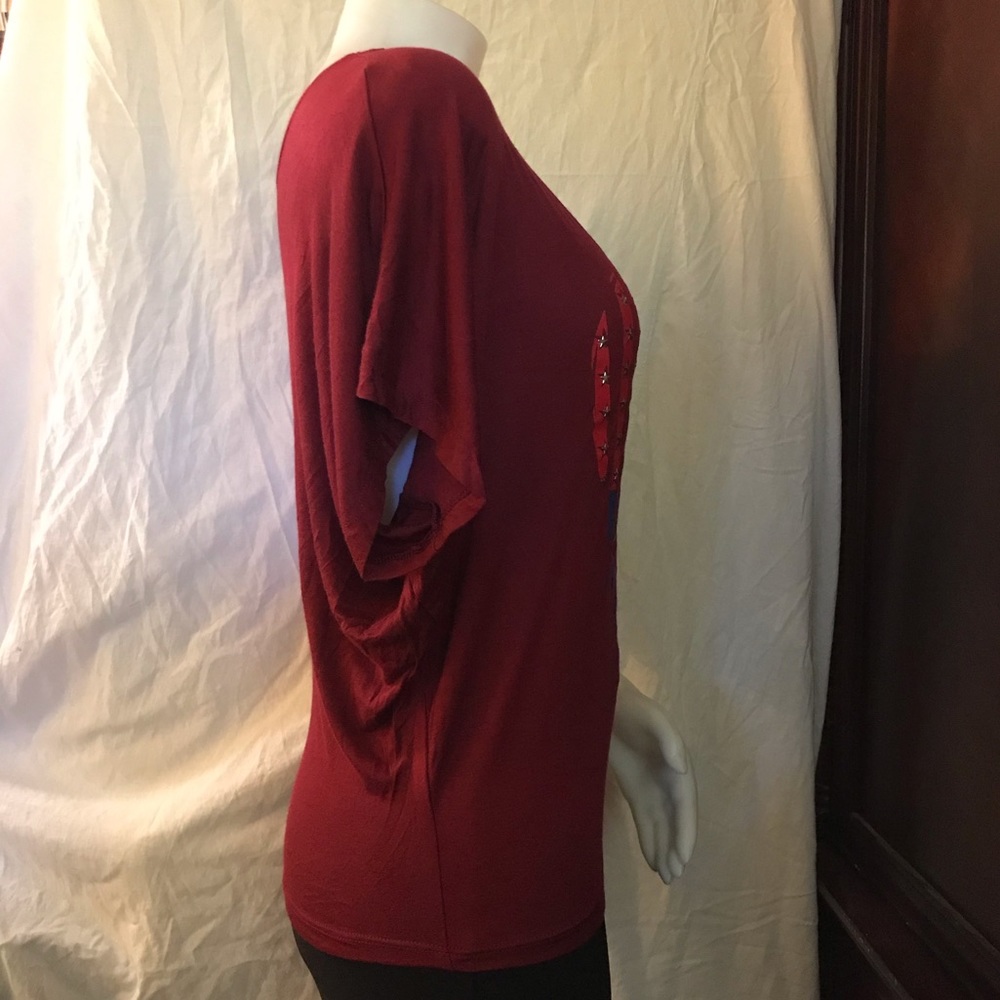🆕 Finesse Red Short-Sleeve Top-Small - Picture 4 of 8